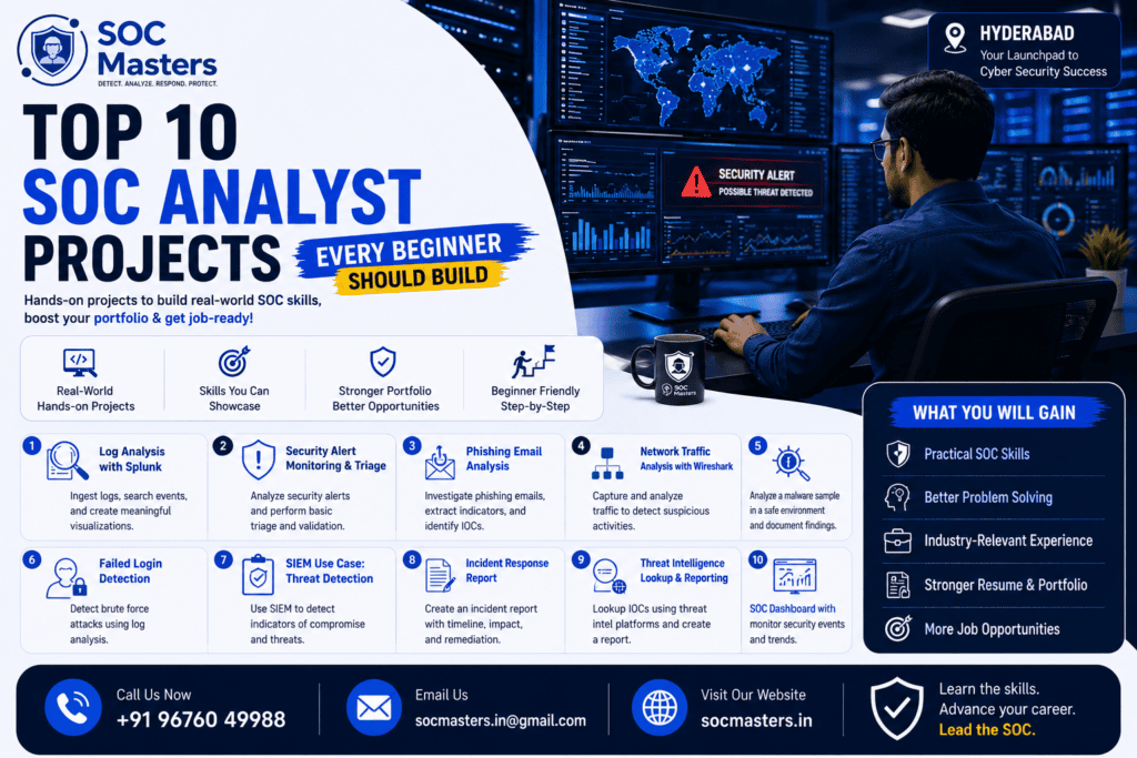 Top 10 SOC Analyst Projects Every Beginner Should Build