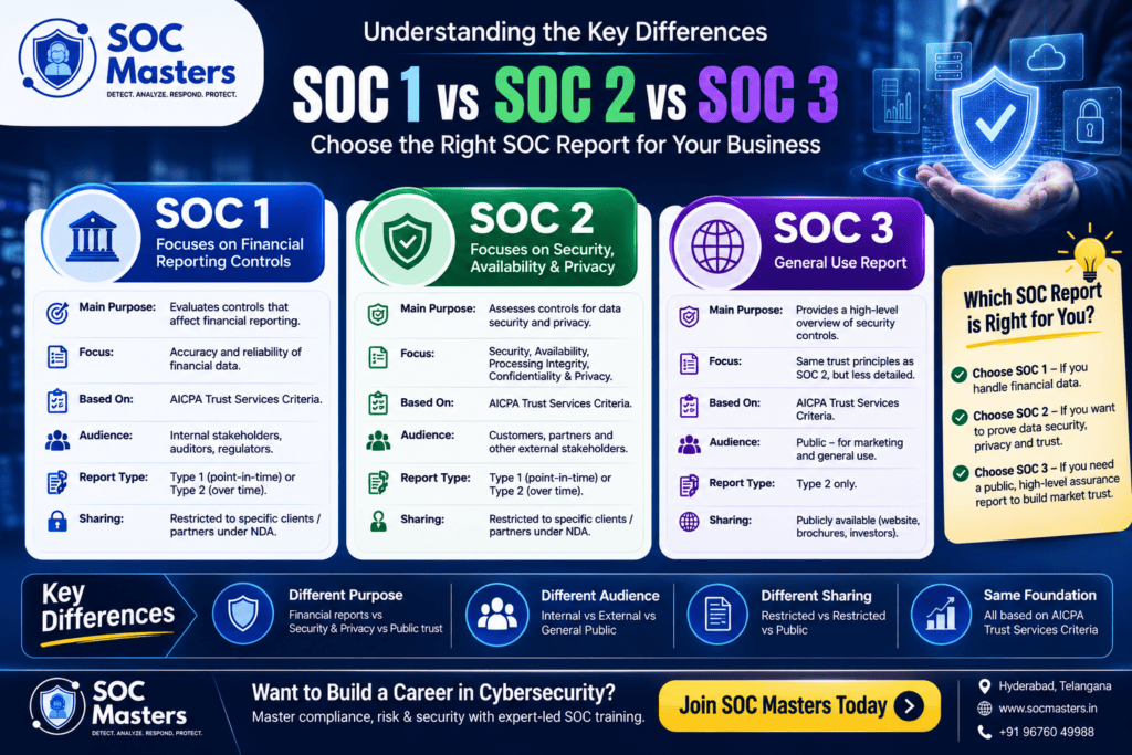 SOC 1 vs SOC 2 vs SOC 3