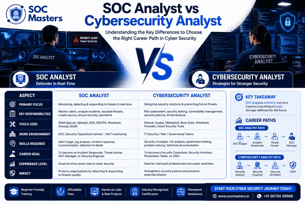 SOC Analyst vs Cybersecurity Analyst